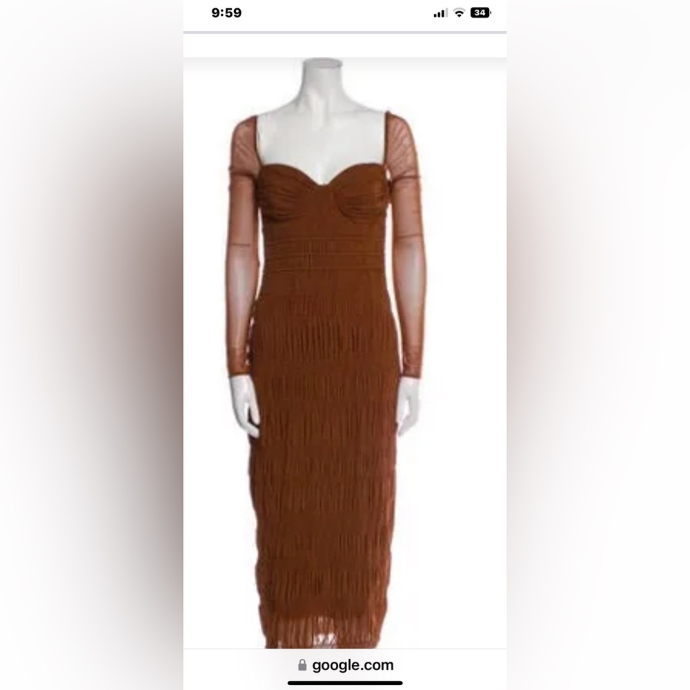 Self-Portrait Brown Evening Dress UK14  US10